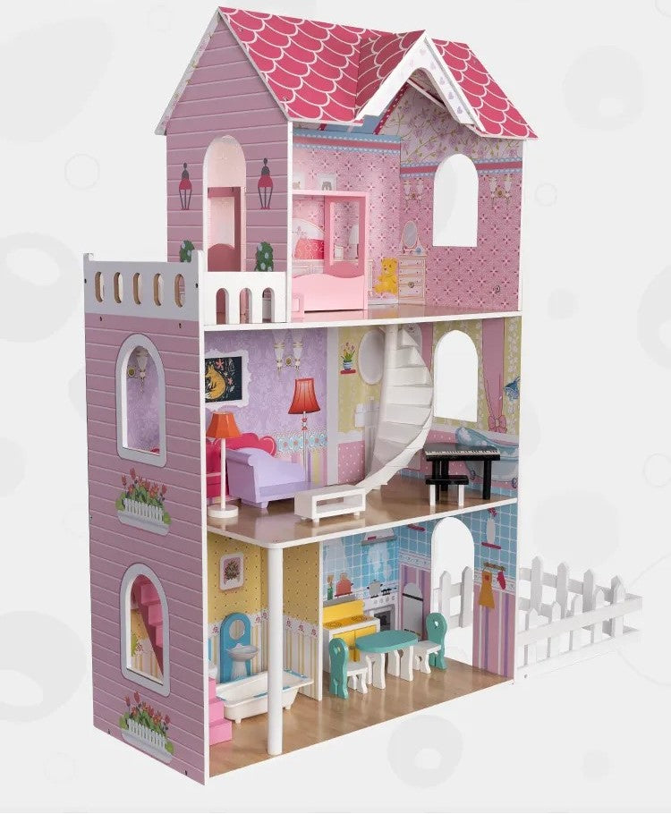 PH11A002 WOODEN PINK DELUXE DOLL HOUSE