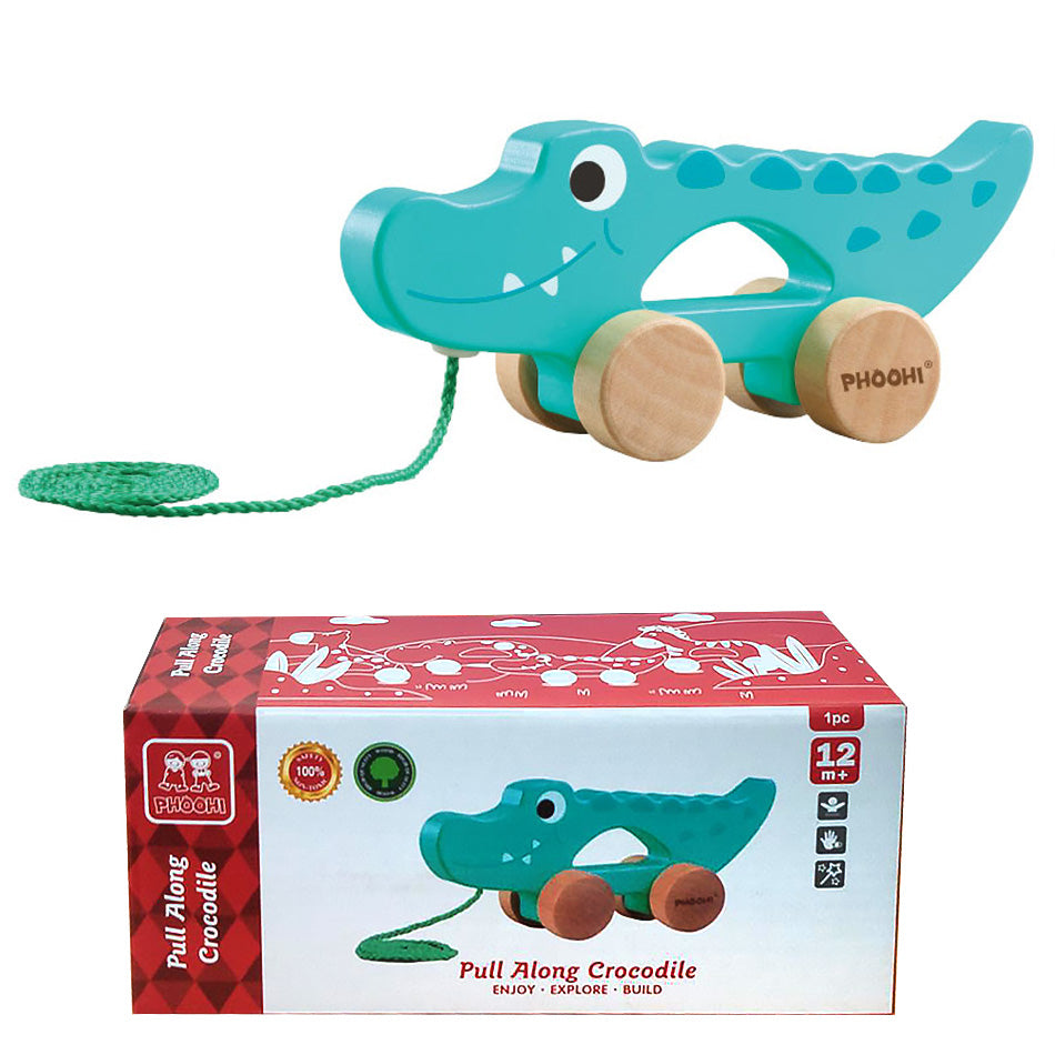 PH03C029 WOODEN PULL ALONG CROCODILE