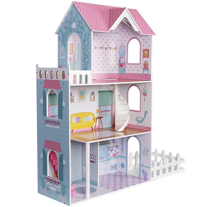 PH11A001 WOODEN BLUE DELUXE DOLL HOUSE
